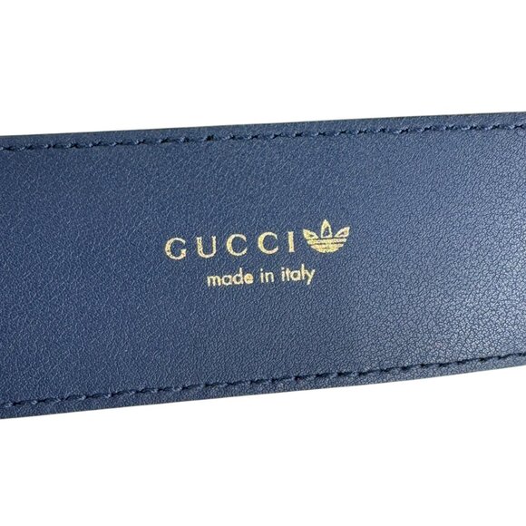 GUCCI X ADIDAS Marmont Navy Blue & Red Leather GG Buckle Men's Belt 100-40 - Picture 8 of 10
